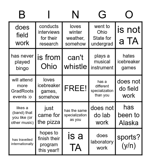 find someone who: Bingo Card