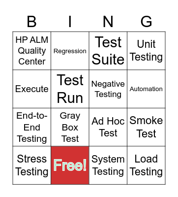 Software Testing Bingo Card