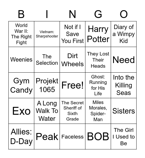 BINGO for BOOKS Bingo Card