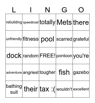 Lingo (lake bingo) Bingo Card