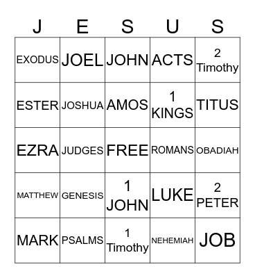 Bible Bingo Card