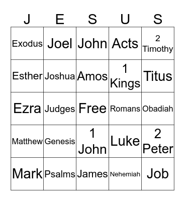 Bible Bingo Card