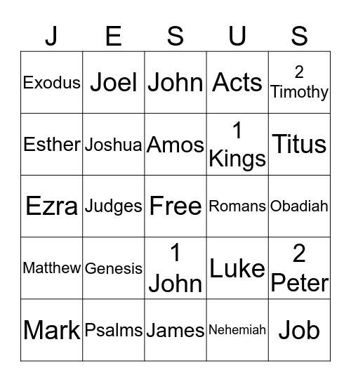 Bible Bingo Card