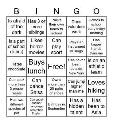Icebreaker Bingo Card
