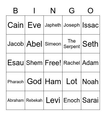 PEOPLE OF GENESIS Bingo Card