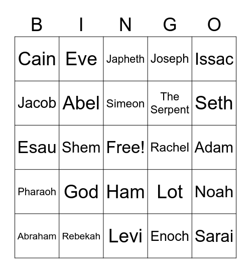 PEOPLE OF GENESIS Bingo Card