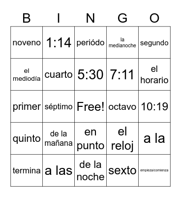 time review Bingo Card