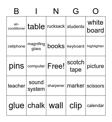 Classroom Bingo Card