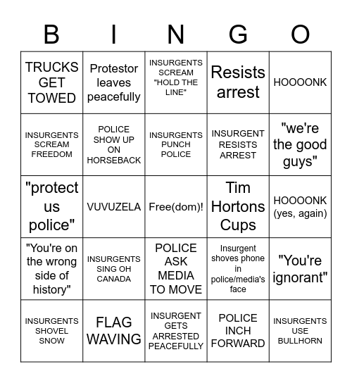 DOWN WITH CONVOY Bingo Card