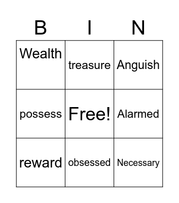 Vocabulary Bingo Card