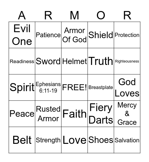 ARMOR OF GOD Bingo Card