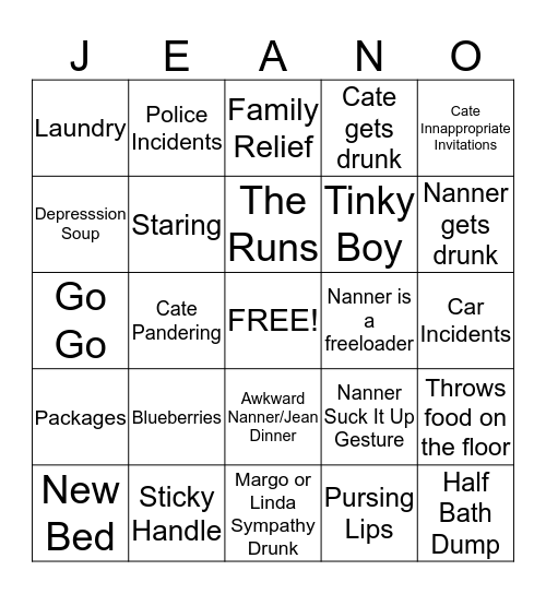 Jeano Bingo Card