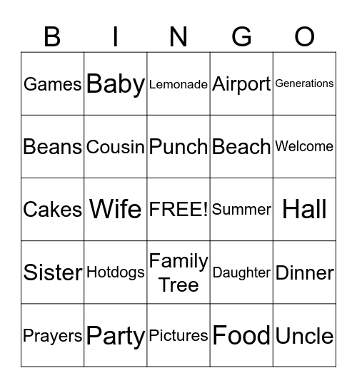 Daniel - Hall Family Reunion "2015" Bingo Card
