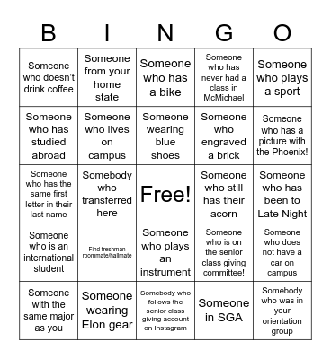 Senior Toast Human Bingo Card