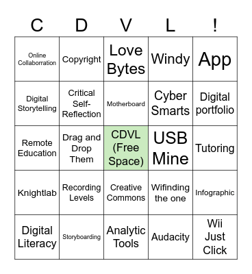 CDVL Computer Love Bingo Card