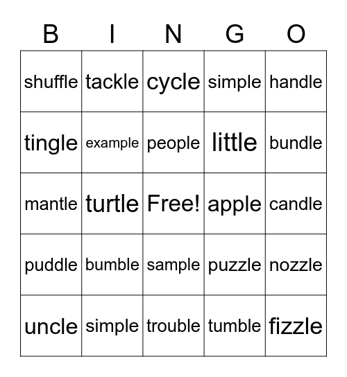 -LE Bingo Card