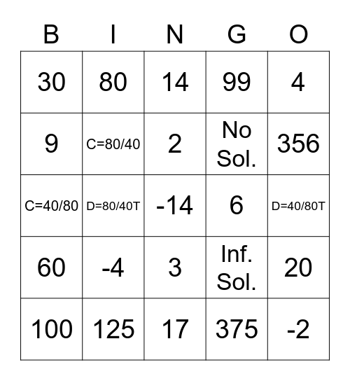 8th grade constant rate & proporitons Bingo Card