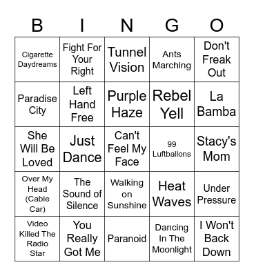 DAT 2022 Music Bingo 5 Bingo Card