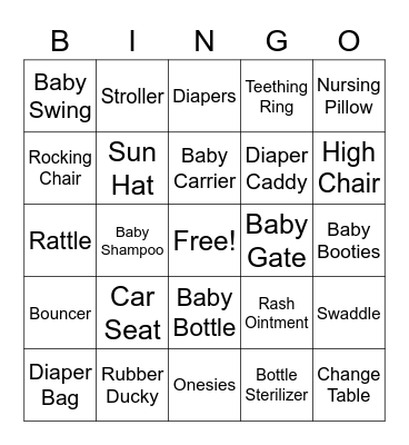 Baby Bingo Card