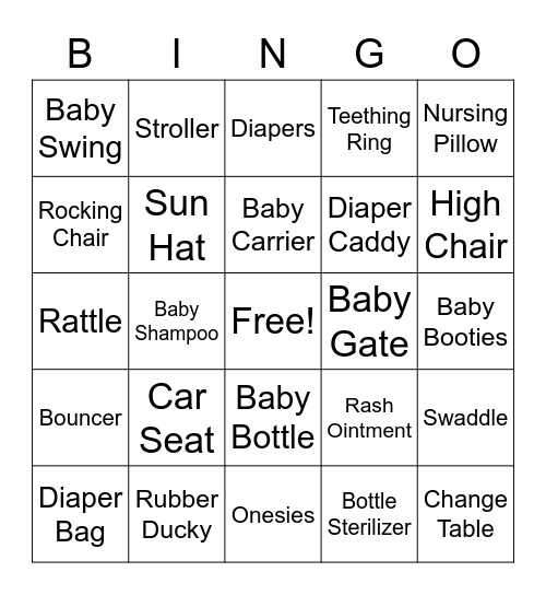 Baby Bingo Card