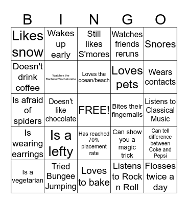 Career Services Bingo! Bingo Card