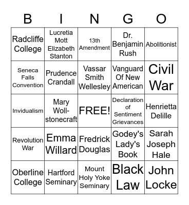 The History Of Women In Education Bingo Card