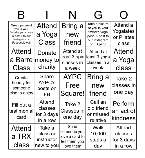 AYPC Bingo Card Challenge Bingo Card