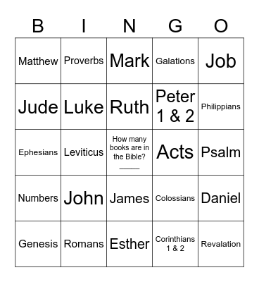 Books of the Bible Bingo Card