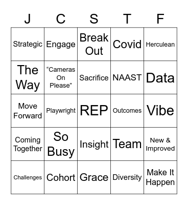 All School Meeting Bingo Card