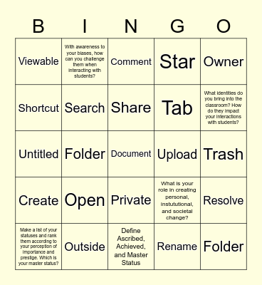 Deconstructing Education Bingo Card