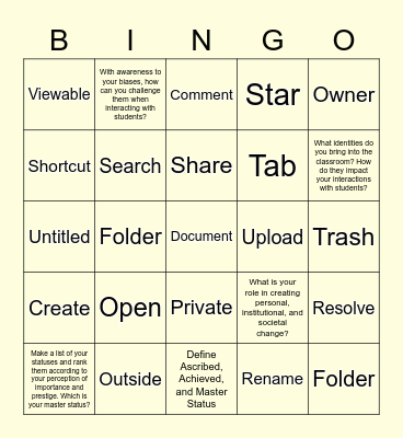 Deconstructing Education Bingo Card