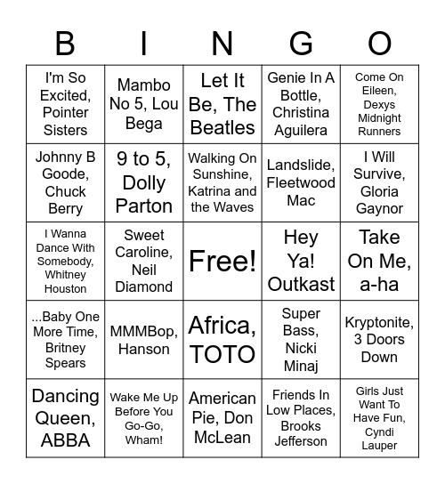 VAULTED OAK BINGO- FAVORITES Bingo Card