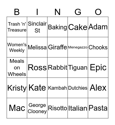 Rita's Birthday Bingo Card