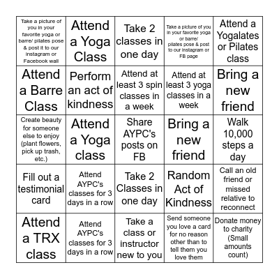 AYPC Bingo Card Challenge Bingo Card
