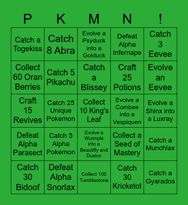 Obsidian Fieldlands Bingo Card