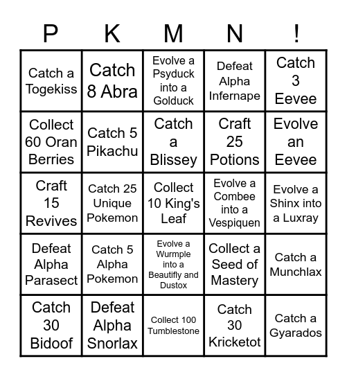 Obsidian Fieldlands Bingo Card