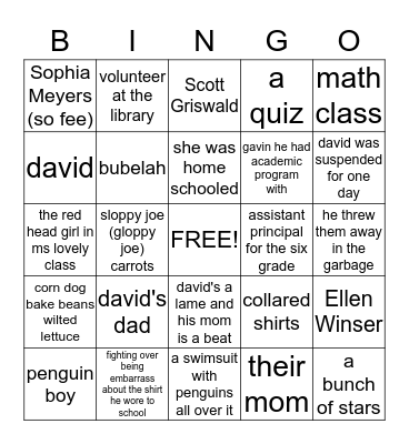how to survive middle school Bingo Card