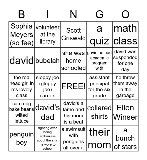 how to survive middle school Bingo Card