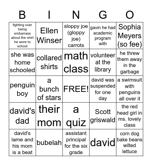 how to survive middle school Bingo Card