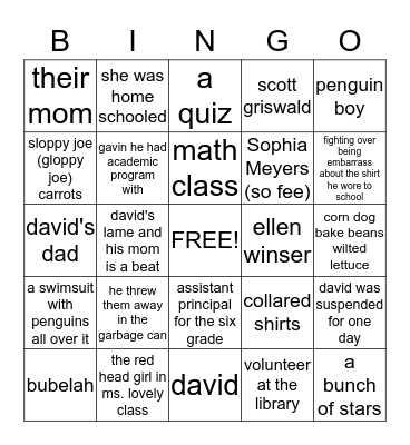 how to survive middle school Bingo Card