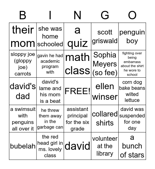 how to survive middle school Bingo Card