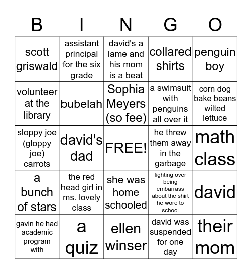 how to survive middle school Bingo Card