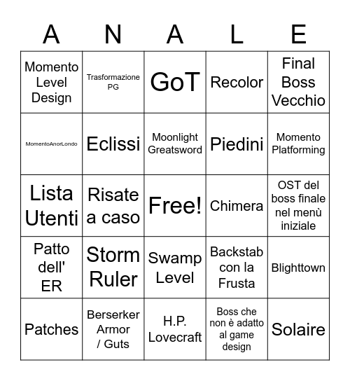 Elden Ringo Bingo Card