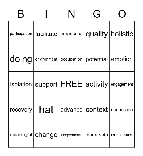 OT Bingo Card