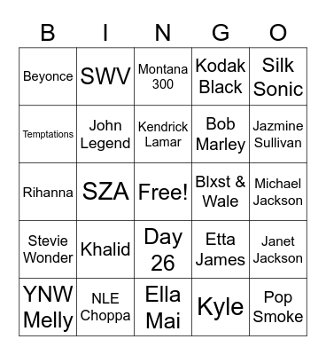 Music Bingo Card
