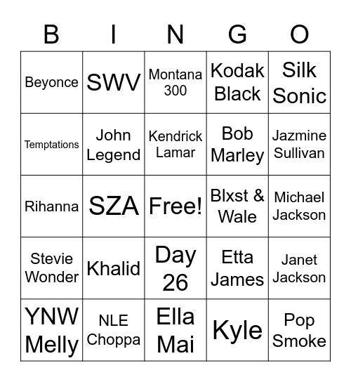 Music Bingo Card