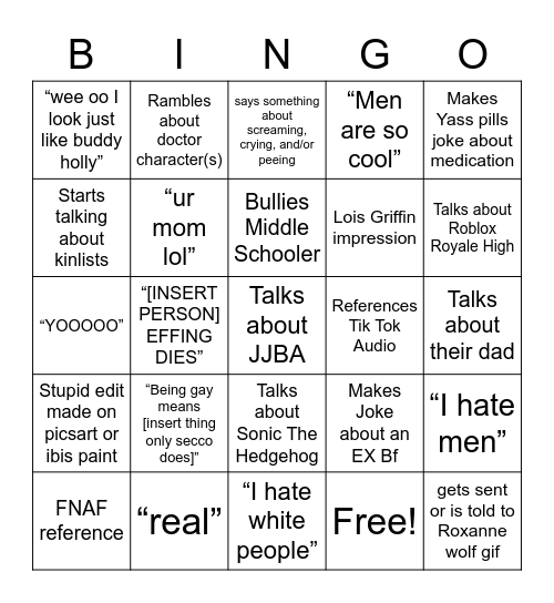 In a Vc w/ secco Bingo Card