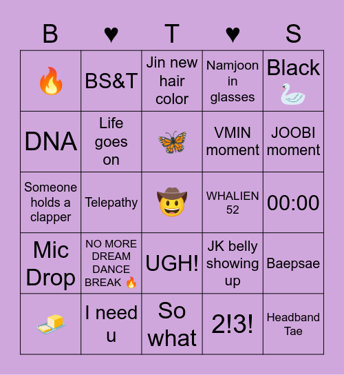 PtD on Stage (again) Bingo Card