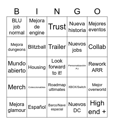 FFXIV Copium en la Live Letter Bingo Card