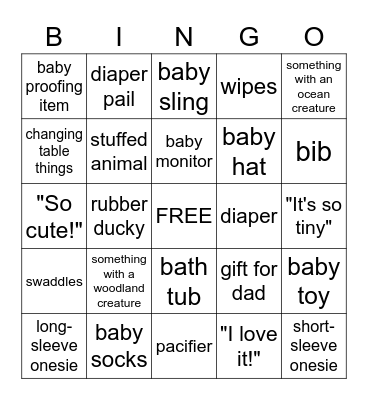Heather and Maks' Baby Gift Bingo! Bingo Card